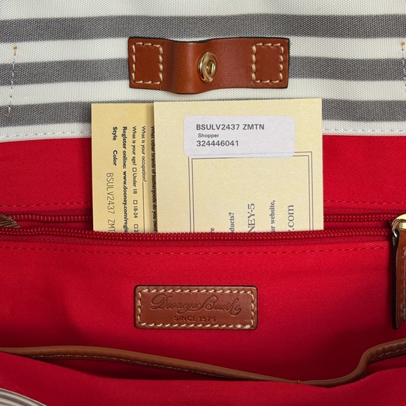 Dooney & Bourke Striped Pink and Gray Tote Bag - Picture 4 of 5